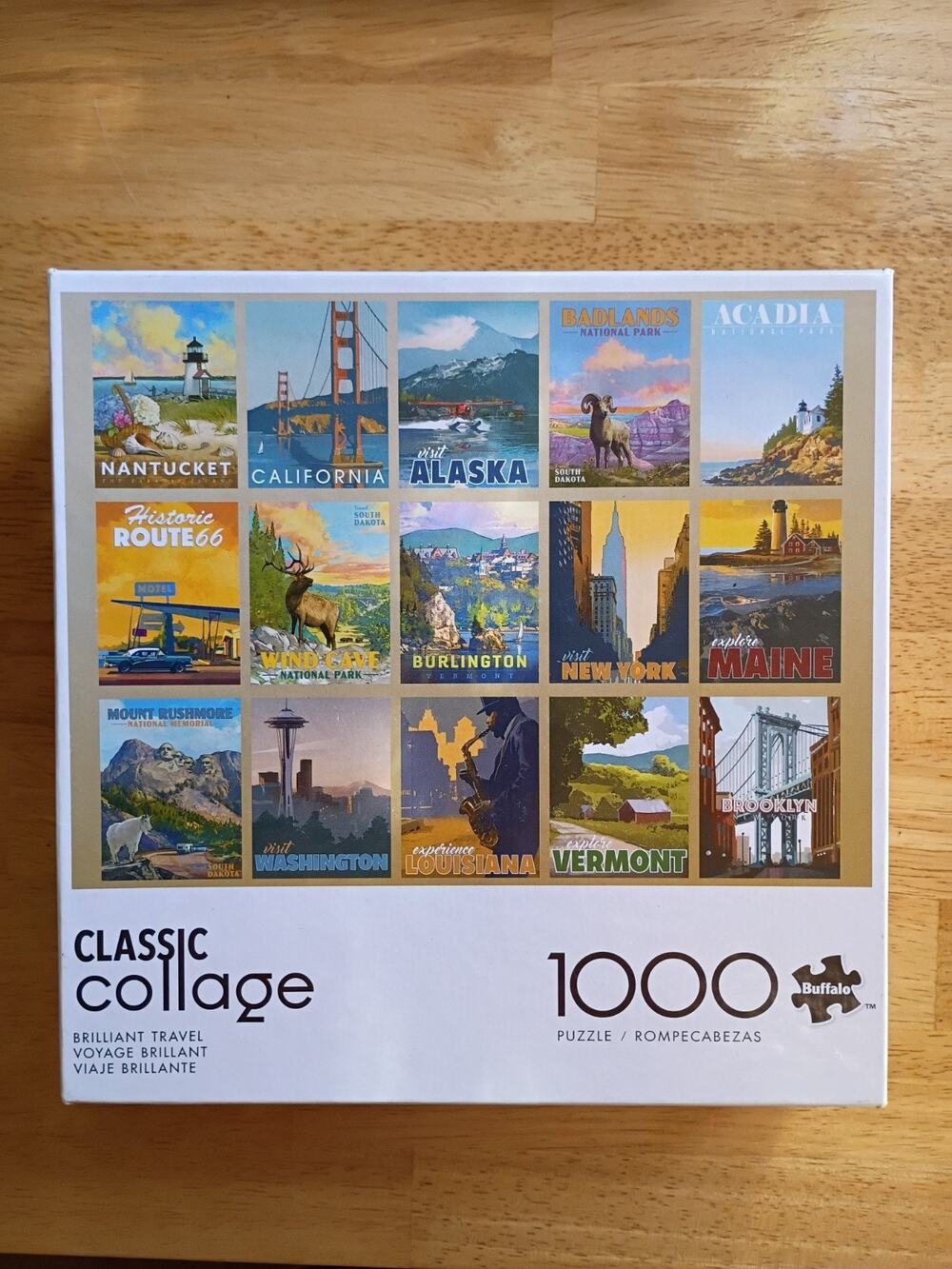 1000 Pc Classic Collage Brilliant Travel Nature Parks US Puzzle Perfect Snap